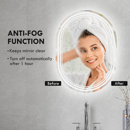K700 x 500mm Bathroom Mirror with LED Lights Makeup Mirror with Anti-fog Touch, Switch, Vertical or Horizontal