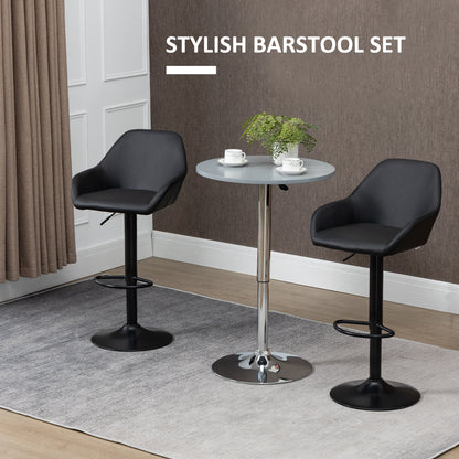 Bar Stools Set of 2, Swivel Barstools with Footrest and Backrest, PU Leather and Steel Base, for Kitchen Counter Dining Room, Black