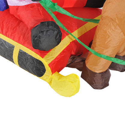 Inflatable Air Blown Santa And Reindeer Polyester, 122H cm-Multicolour