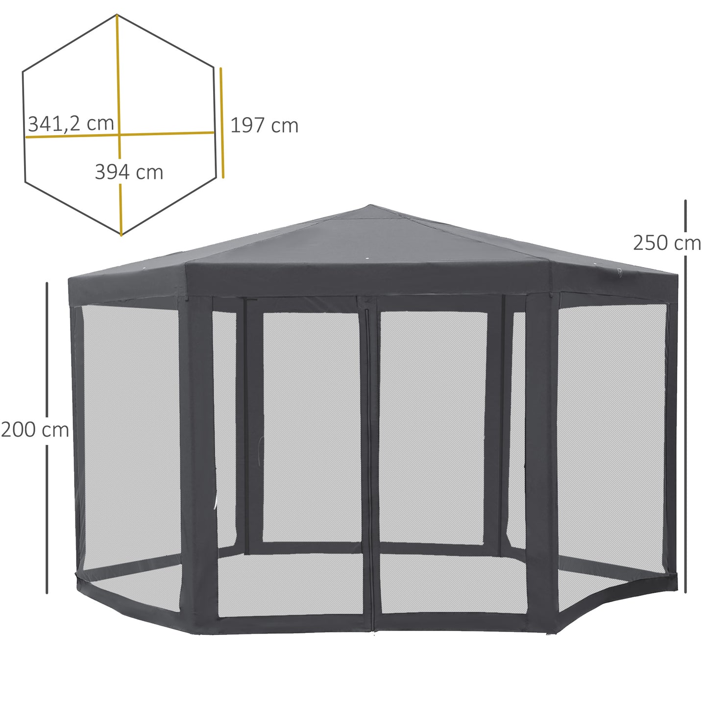 Outsunny 4M Canopy Rentals, Netting Party Tent Patio Canopy Outdoor Event Shelter for Activities, Shade Resistant, Grey
