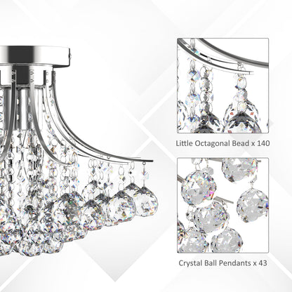 3 Lights Modern Style Ceiling Chandelier Pendant Crystal Light w/ Transparent K9 Crystal Droplets D40 X 28H (CM)