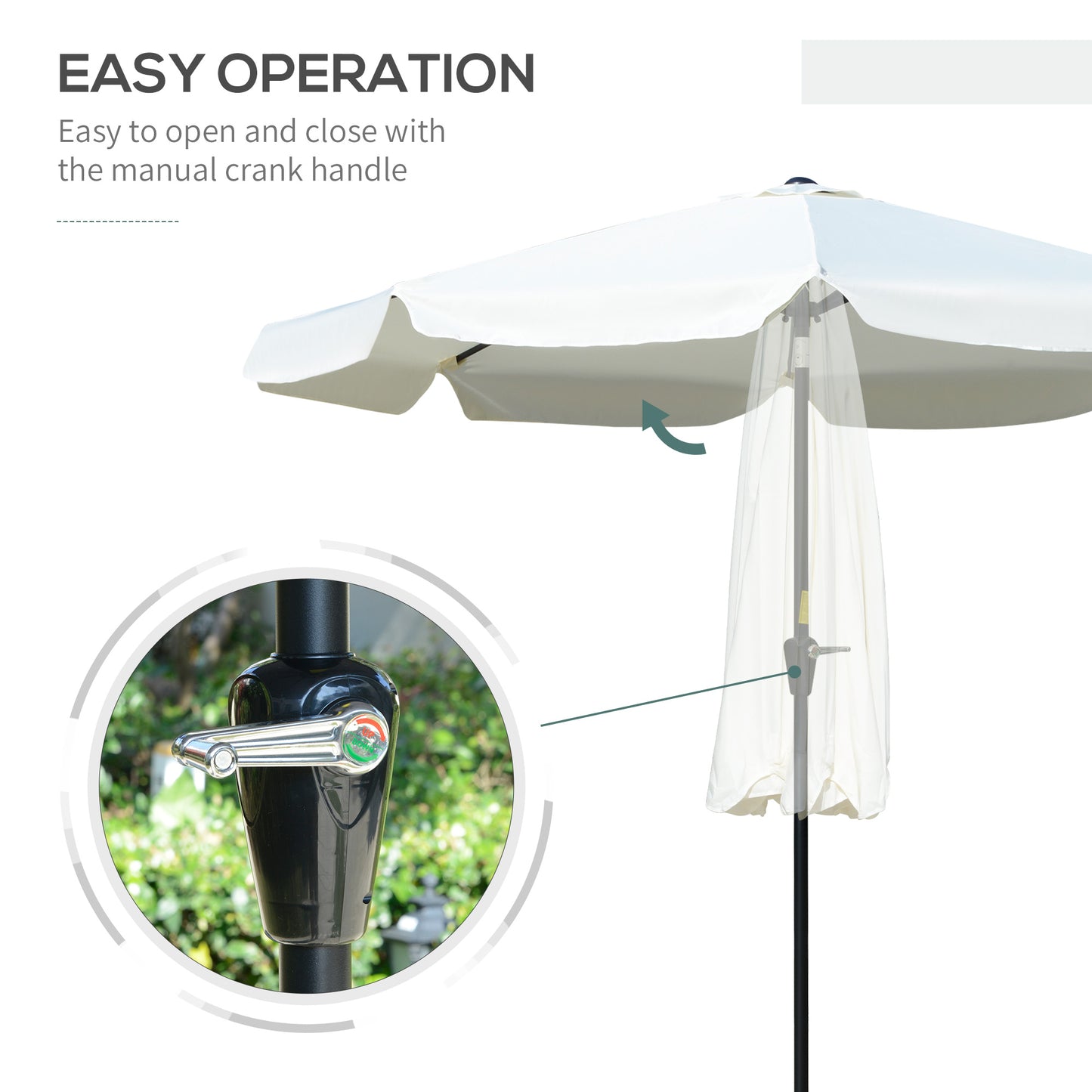 Outsunny 2.66m Patio Umbrella Garden Parasol Outdoor Sun Shade Table Umbrella with Ruffles, 8 Sturdy Ribs