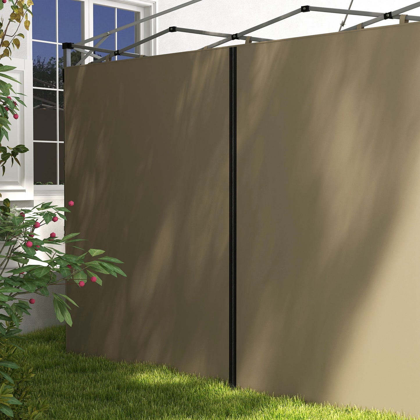 Outsunny Gazebo Side Panels, 2 Pack Sides Replacement, for 3x3(m) or 3x6m Pop Up Gazebo, with Zipped Doors, Beige