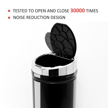 42L Stainless Steel Sensor Trash Can With Bucket-Black