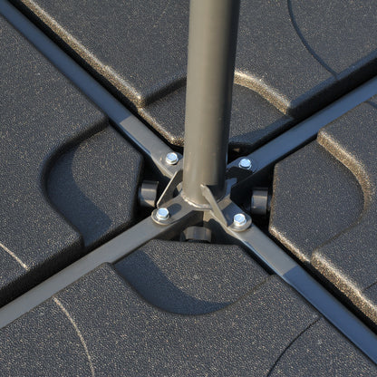 Outsunny 4 Piece Parasol Base Heavy Duty Plastic Umbrella Weight Base-Black