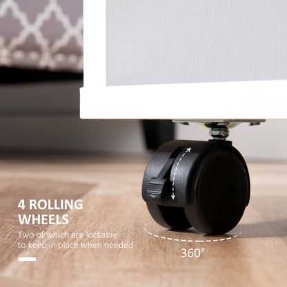 Open Wardrobe with Hanging Rod and Storage Shelves Mobile Garment Rack on Wheels Bedroom, Cloakroom, White