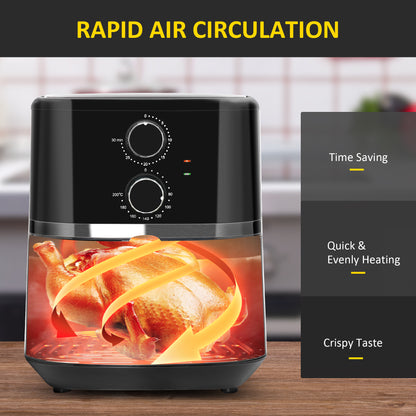 Air Fryers 1500W 4.5L Air Fryers Oven with Rapid Air Circulation, Adjustable Temperature, Timer and Nonstick Basket, Black