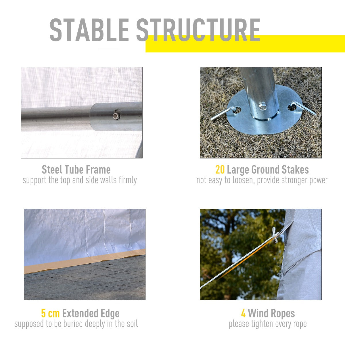 Outsunny 6m x 4m Party Tents Portable Carport Shelter w/ Removable Sidewalls & Doors Party Tent Shelter Car Canopy