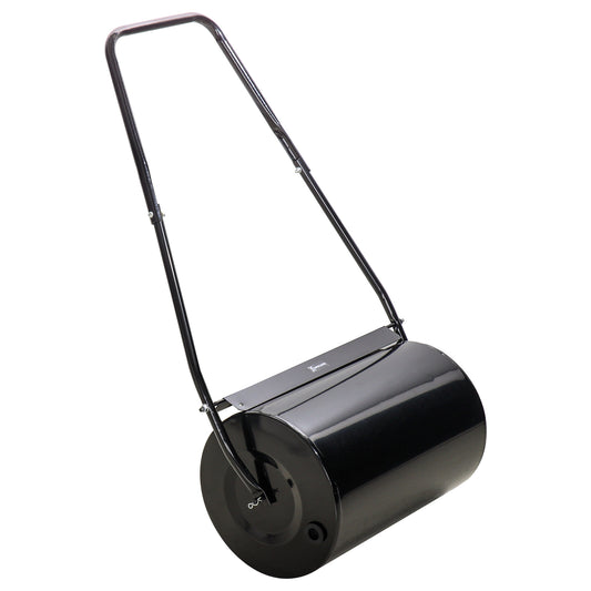 DURHAND 38L Heavy Duty Water or Sand Filled Garden Steel Lawn Roller Drum 50cm Black