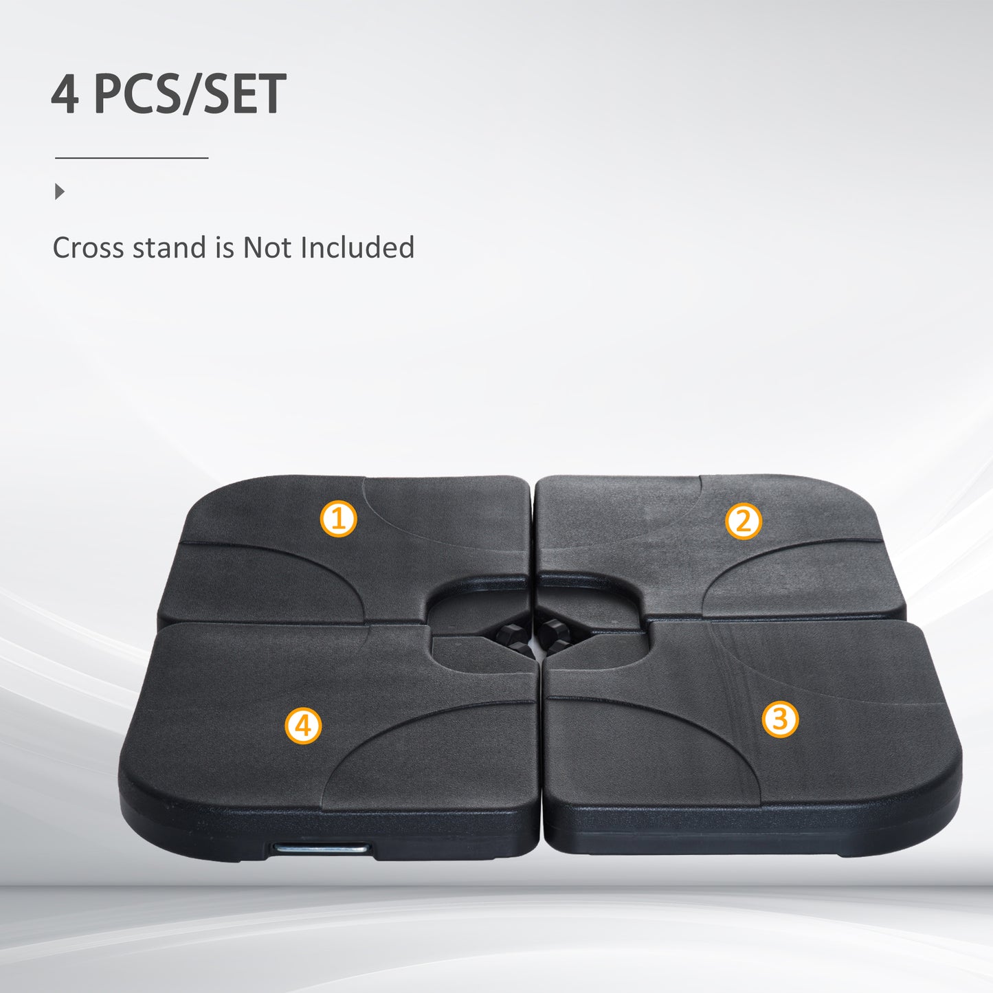Outsunny 4 Piece Parasol Base Heavy Duty Plastic Umbrella Weight Base-Black