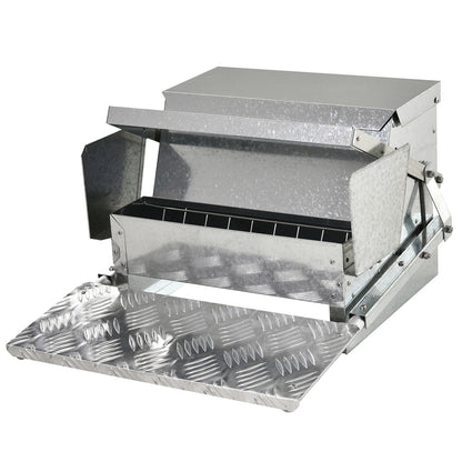 PawHut 11.5kg Capacity Automatic Chicken Poultry Feeder with a Galvanized Steel and Aluminium Build, Weatherproof Design - PawHut