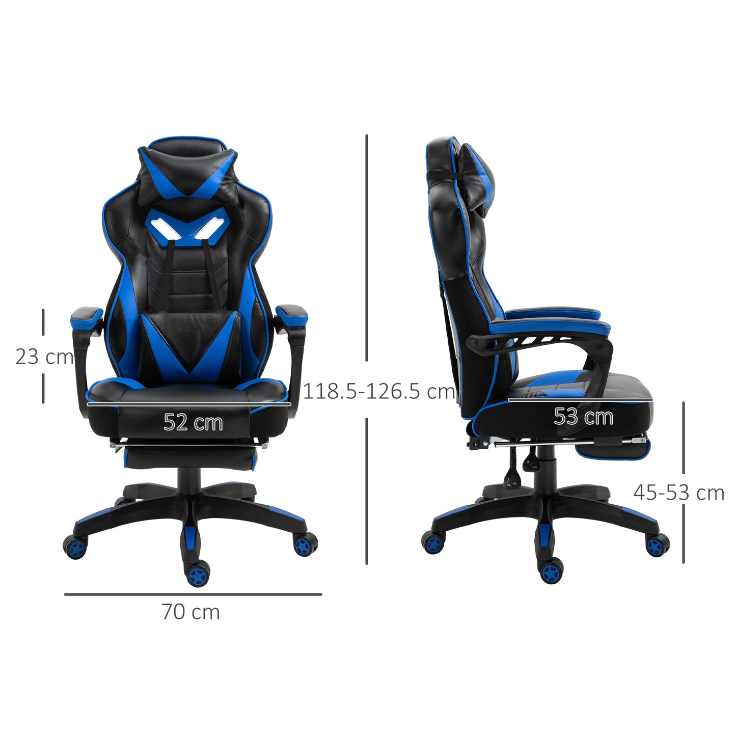 Vinsetto Ergonomic Racing Gaming Chair Office Desk Chair Adjustable Height Recliner with Wheels, Headrest, Lumbar Support, Retractable Footrest