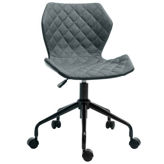 Swivel Chair, Home Office Computer Desk Chair With Nylon Wheels Adjustable Height Linen Grey