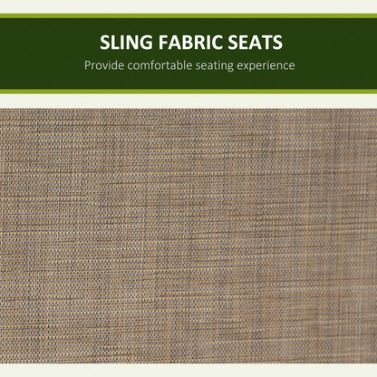 Outsunny 3 Person Outdoor Patio Porch Swing Chair with High Back Design, Side Pouches and Adjustable Canopy, Brown