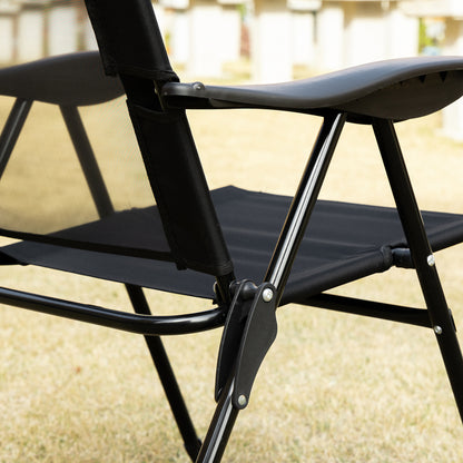 Outsunny Set of 2 Portable Folding Recliner Outdoor Patio Chaise Lounge Camping Chair with Adjustable Backrest, Black