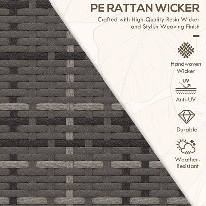 Outsunny 2 Seater Patio Rattan Wicker Chaise Lounge Sofa Set w/ Cushion for Patio Yard Porch