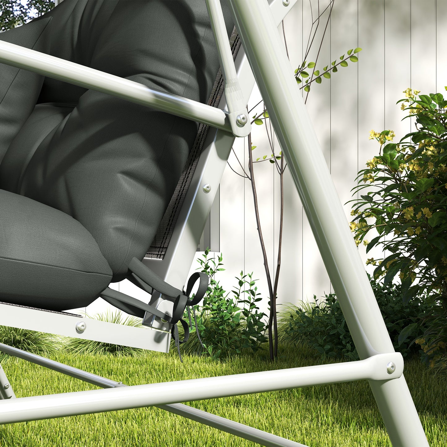 Outsunny 4-Piece Back and Seat Cushion Replacement with 2 Pillows, Patio Chair Cushions Set with Ties, Light Grey