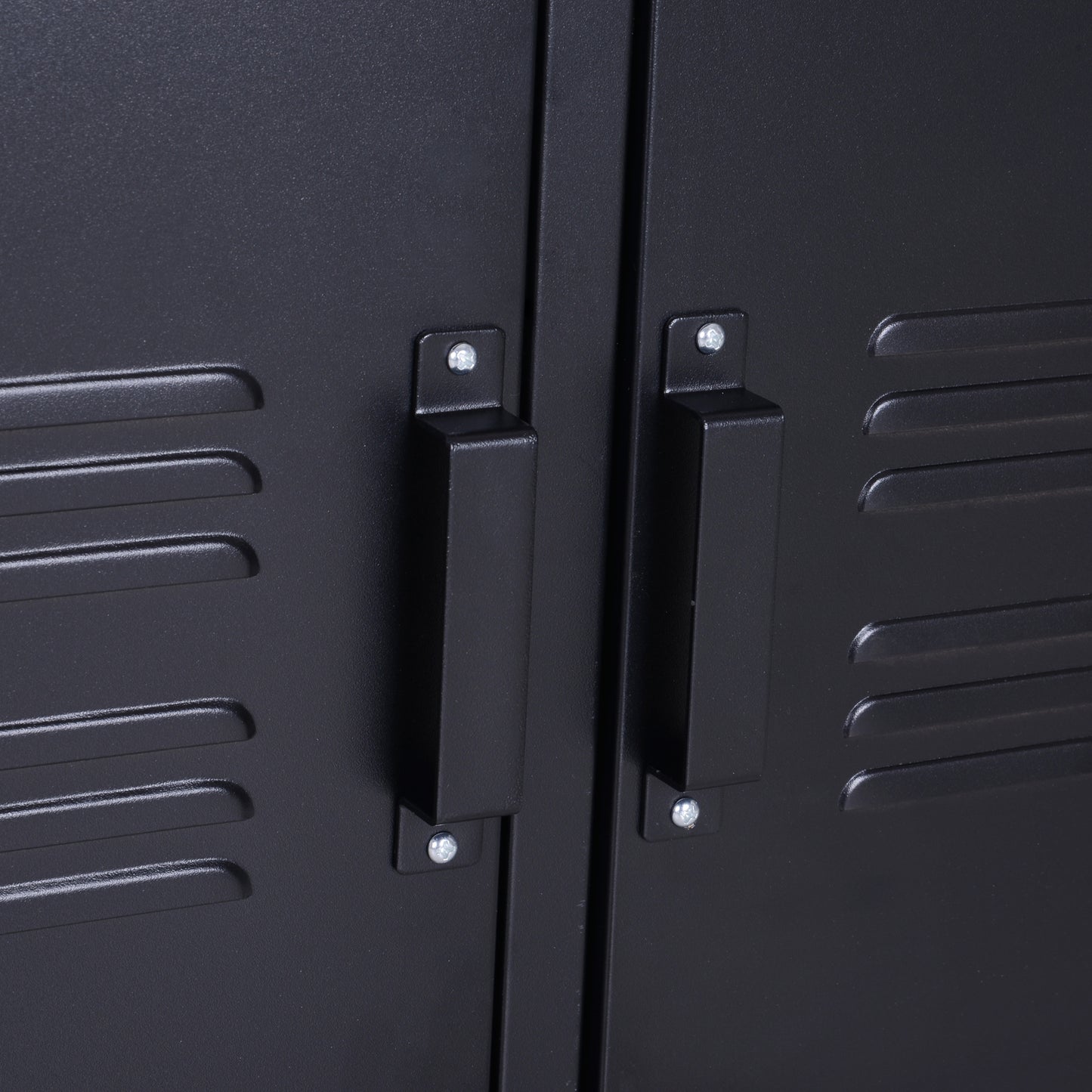 Industrial TV Cabinet Stand Media Centre Steel Shelf Doors Storage System DVD Recorder Receiver Unit - Black