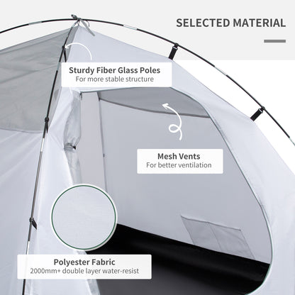 Outsunny Dome Tent for 2 Person Camping Tent with Large Windows, Waterproof Blue and Grey