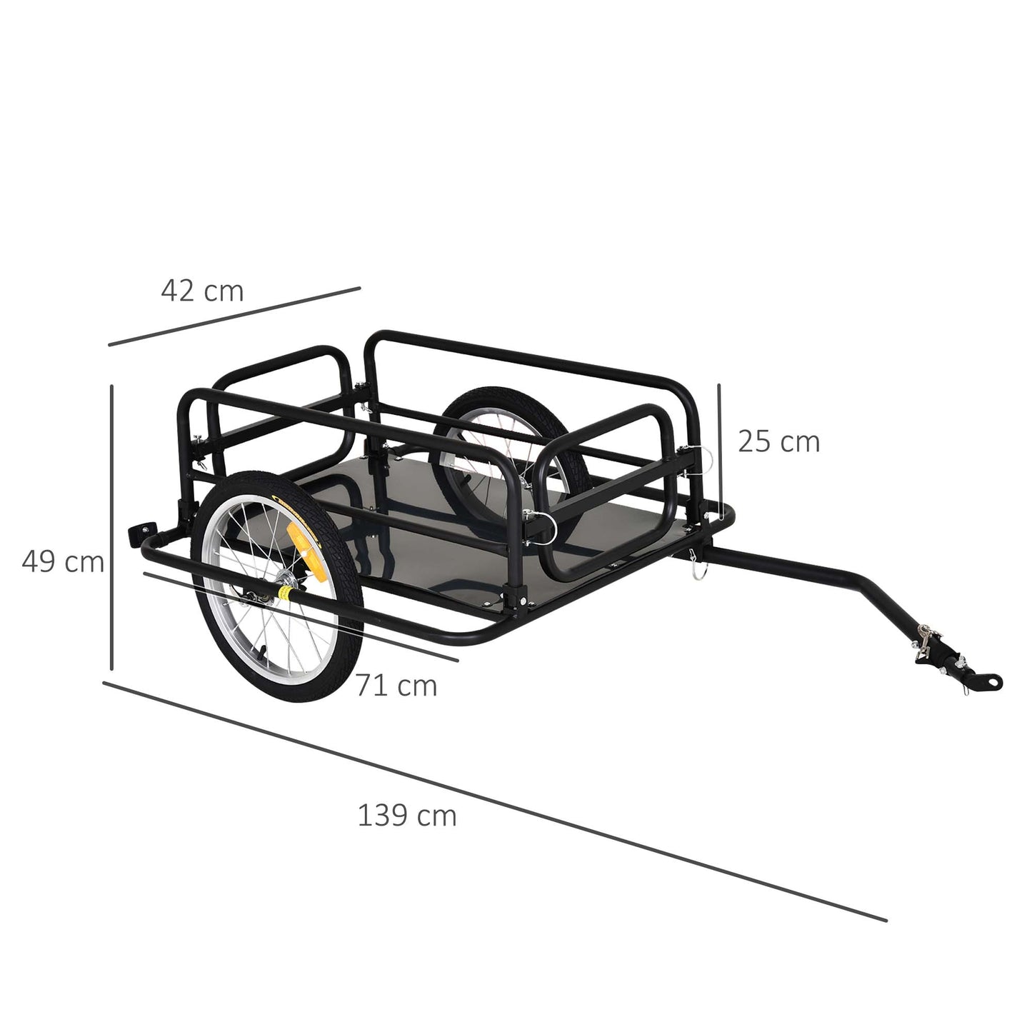 Bike Cycle Cargo Trailer in Steel Frame-Black