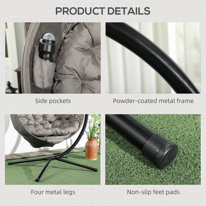 Outsunny Round Egg Basket Chair, with Steel Stand
