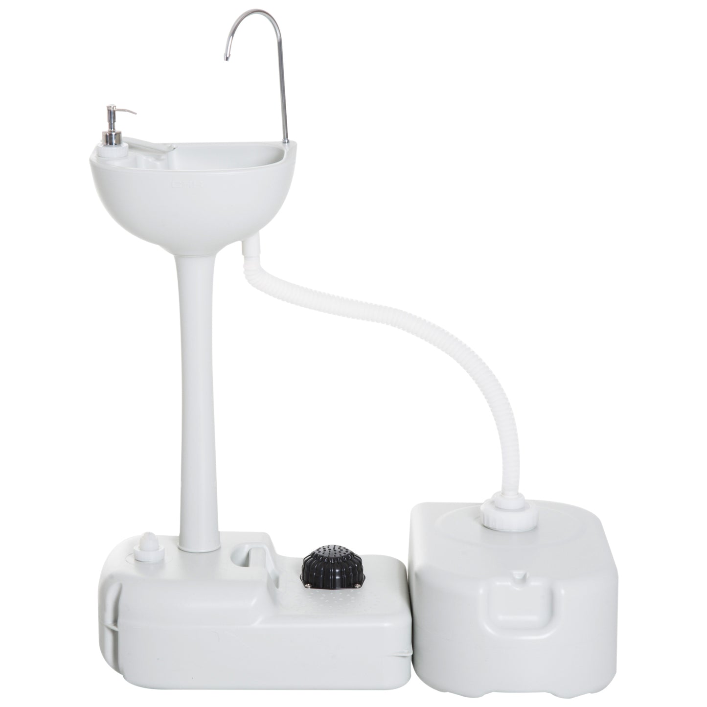 Outsunny Camping Portable Hand Wash Sink Basin w/ 17L Water Tank and 24L Drainage Equipment with Sanitizer Station HDPE