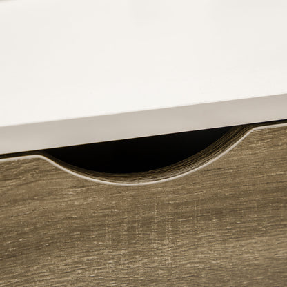 Coffee Table, Modern Tea Table with Open Storage Shelves, Two Drawers and Solid Wood Legs, Coffee Tables for Living Room, Bed Room, White