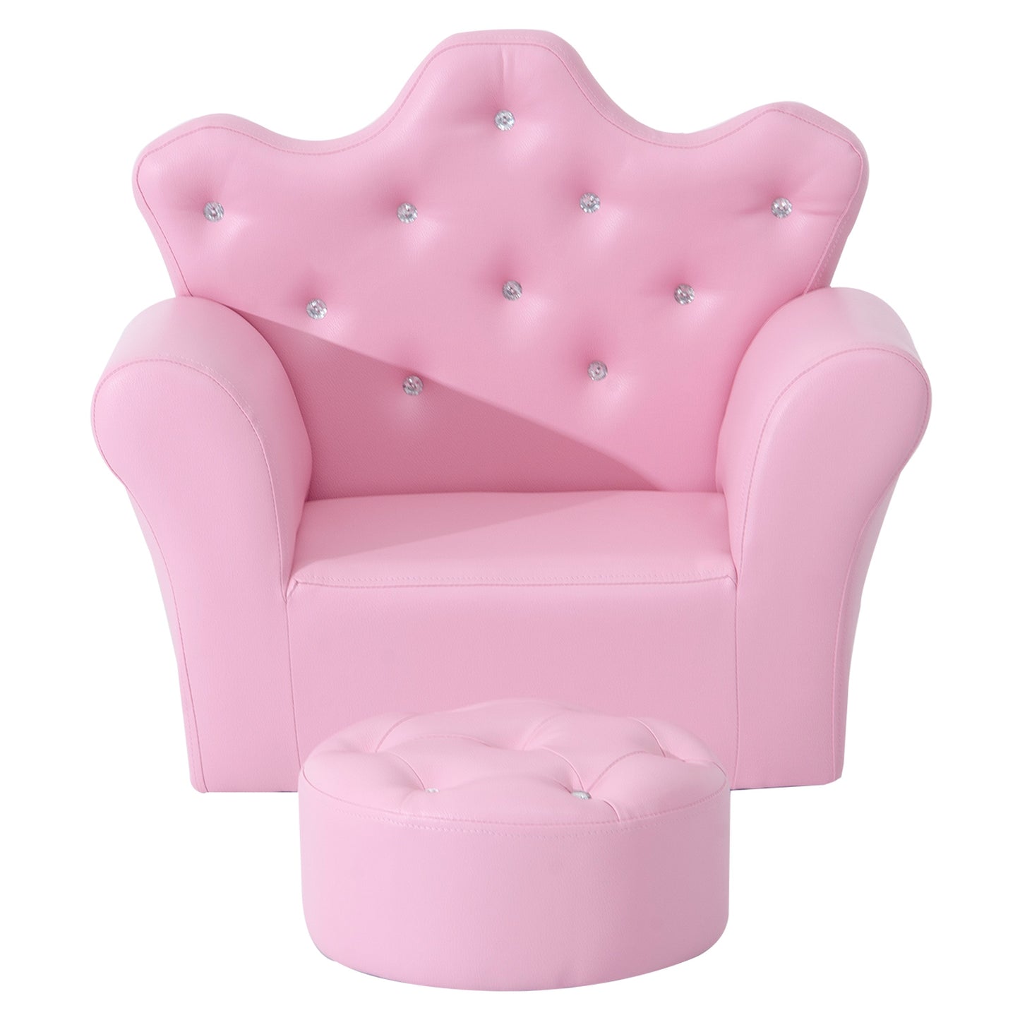 Children's Kids Sofa Set Armchair Chair Seat with Free Footstool PU Leather Pink