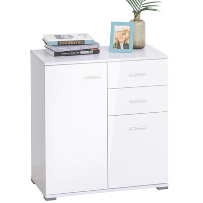 High Gloss Side Cabinet, Size 71x35x76 cm-White