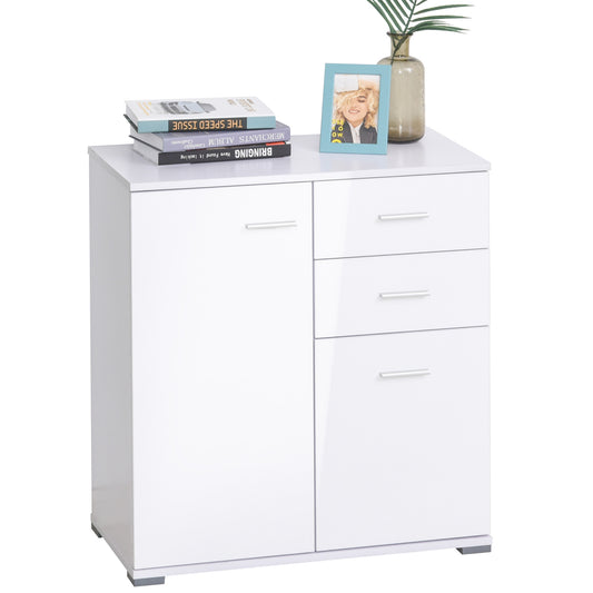 High Gloss Side Cabinet, Size 71x35x76 cm-White