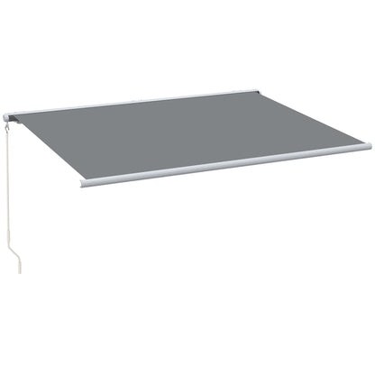 Outsunny 4 x 3 m Full Cassette Electric/Manual Retractable Awning, Sun Canopies for Patio Door Window with Remote Controller, Grey