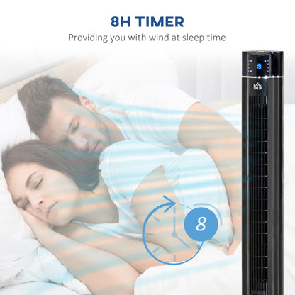 42" Anion Tower Fan Cooling for Bedroom with 3 Speed, 8h Timer, Oscillating, LED Panel, Remote Controller, Black