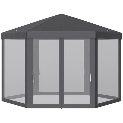 Outsunny 4M Canopy Rentals, Netting Party Tent Patio Canopy Outdoor Event Shelter for Activities, Shade Resistant, Grey