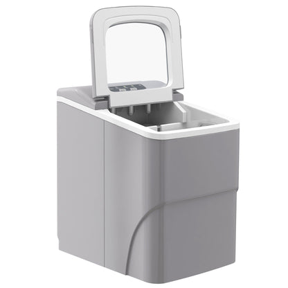 Portable Bullet Ice Cube Maker Machine Countertop, Automatic Cleaning, Visible Window Scoop And Basket For Kitchen - Silver