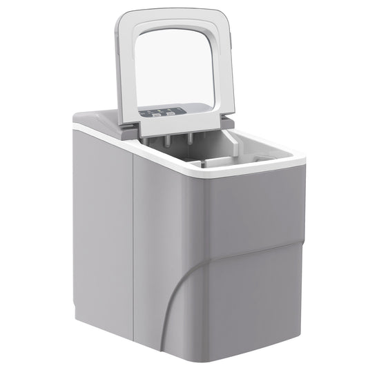 Portable Bullet Ice Cube Maker Machine Countertop, Automatic Cleaning, Visible Window Scoop And Basket For Kitchen - Silver