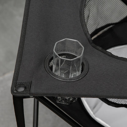 Outsunny Folding Camping Table, Portable Picnic Table with Built-in Cooler, Cup Holders for Outdoor Travel Hiking Fishing Beach Dining or Cooking