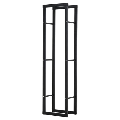 150cm Tall Metal Firewood Log Holder Rack Double Tier w/ Balanced Base Side Rails Indoor Outdoor Traditional Fireplace Log Storage Cradle