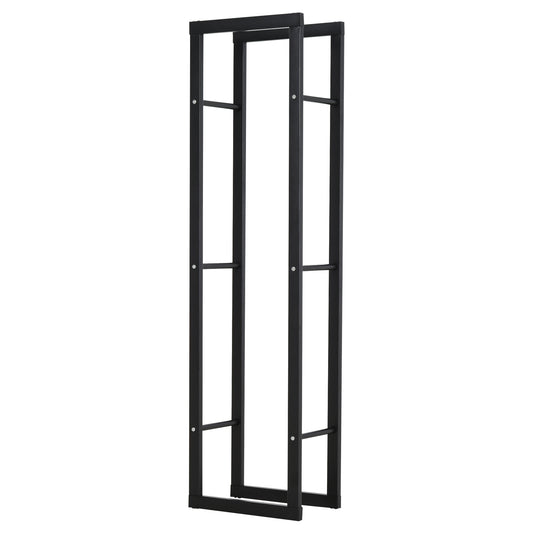 150cm Tall Metal Firewood Log Holder Rack Double Tier w/ Balanced Base Side Rails Indoor Outdoor Traditional Fireplace Log Storage Cradle