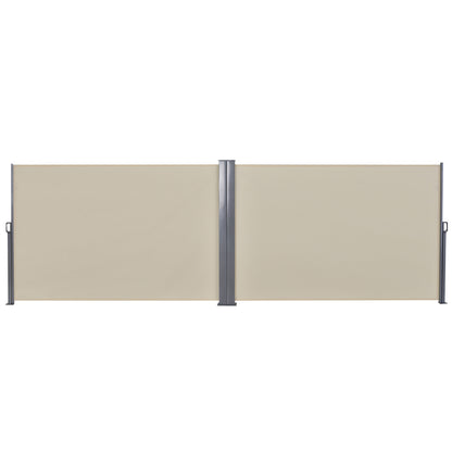 Outsunny Steel Frame Retractable Double Side Awning Beige