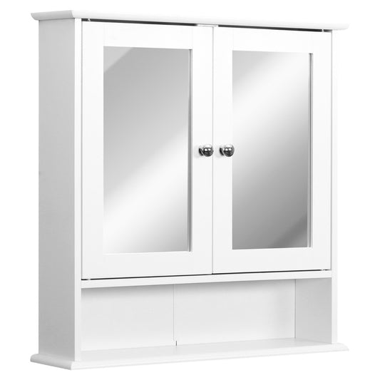 Kleankin Wall-mounted Bathroom Cabinet Mirror Door, 56L x 13W x 58Hcm-White