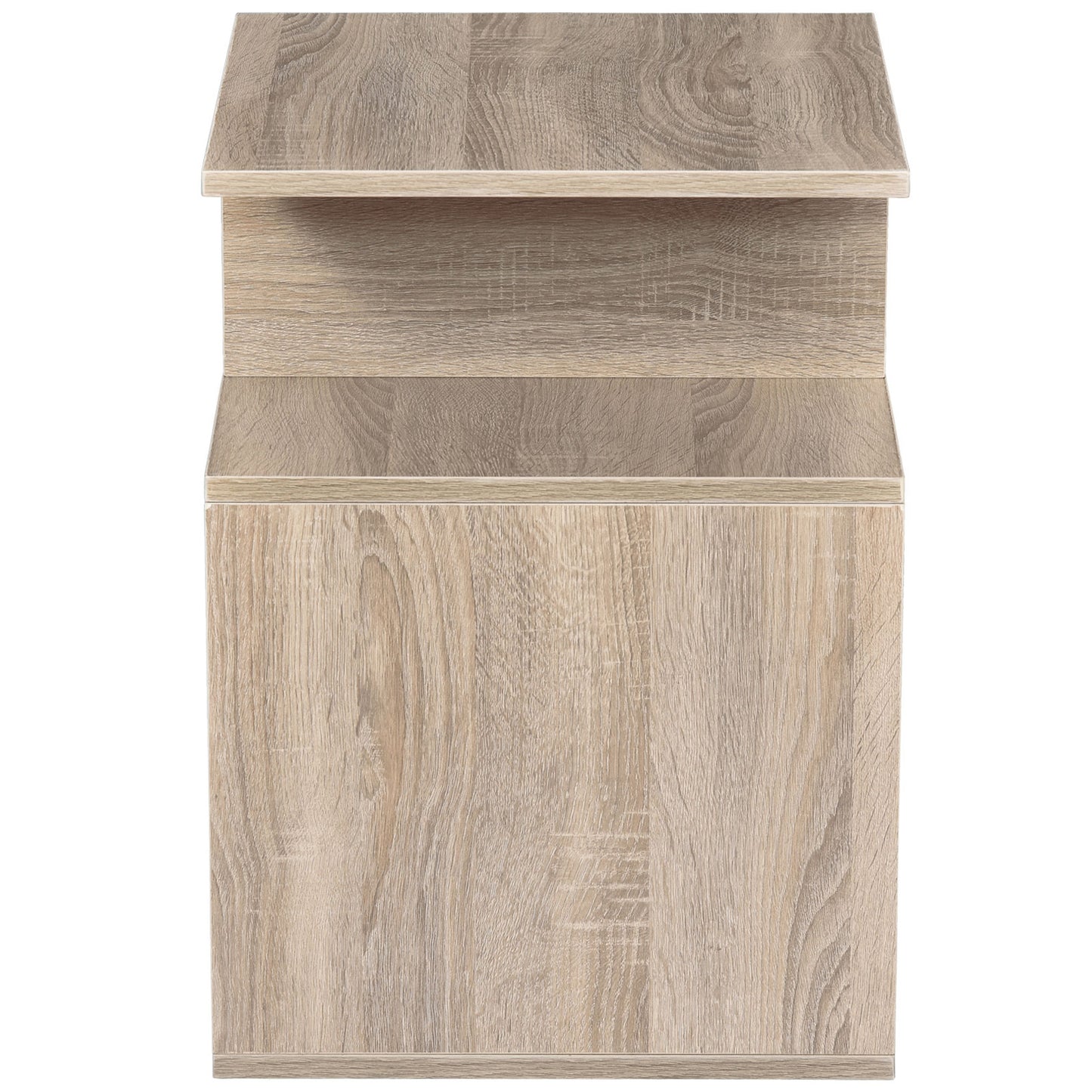 Side Table, 3 Tier End Table with Open Storage Shelves, Living Room Coffee Table Organiser Unit, Oak Colour