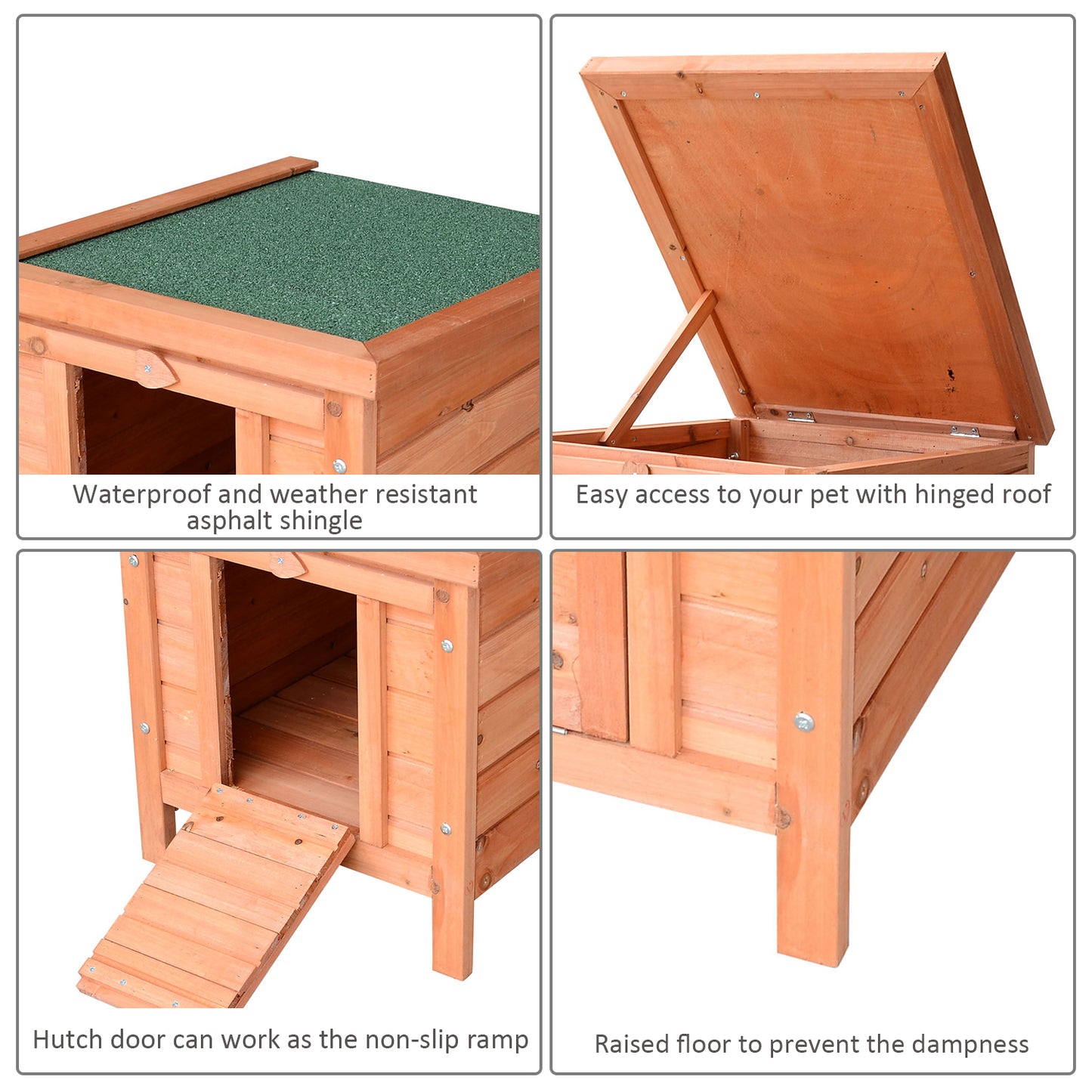 PawHut 20" Wooden Rabbit Hutch-Fir Wood