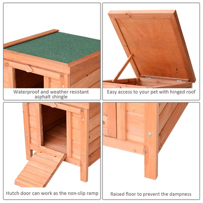 PawHut 20" Wooden Rabbit Hutch-Fir Wood