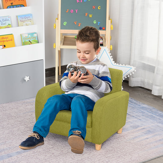 Children's Armchair Mini Sofa Wood Frame Anti-Slip Legs High Back
