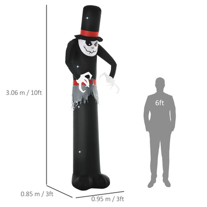 Outsunny 10ft Inflatable Halloween Skinny Ghost in a Tall Hat, Blow-Up Outdoor LED Display