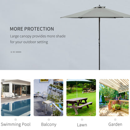 Outsunny 2.8m Patio Parasols Umbrella Outdoor 6 Ribs Sunshade Canopy Manual Push Garden Backyard Furniture, Dark Grey