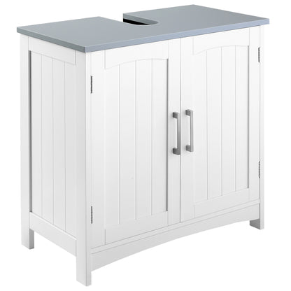 Kleankin Pedestal Under Sink Cabinet with Double Doors, Modern Bathroom Vanity Unit, Storage Cupboard with Adjustable Shelves, White