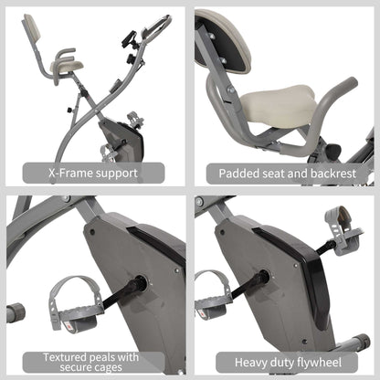 2-in-1 Foldable Exercise Bike Recumbent Stationary Bike 8-Level Adjustable Magnetic Resistance with Pulse Sensor LCD Display