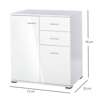High Gloss Side Cabinet, Size 71x35x76 cm-White