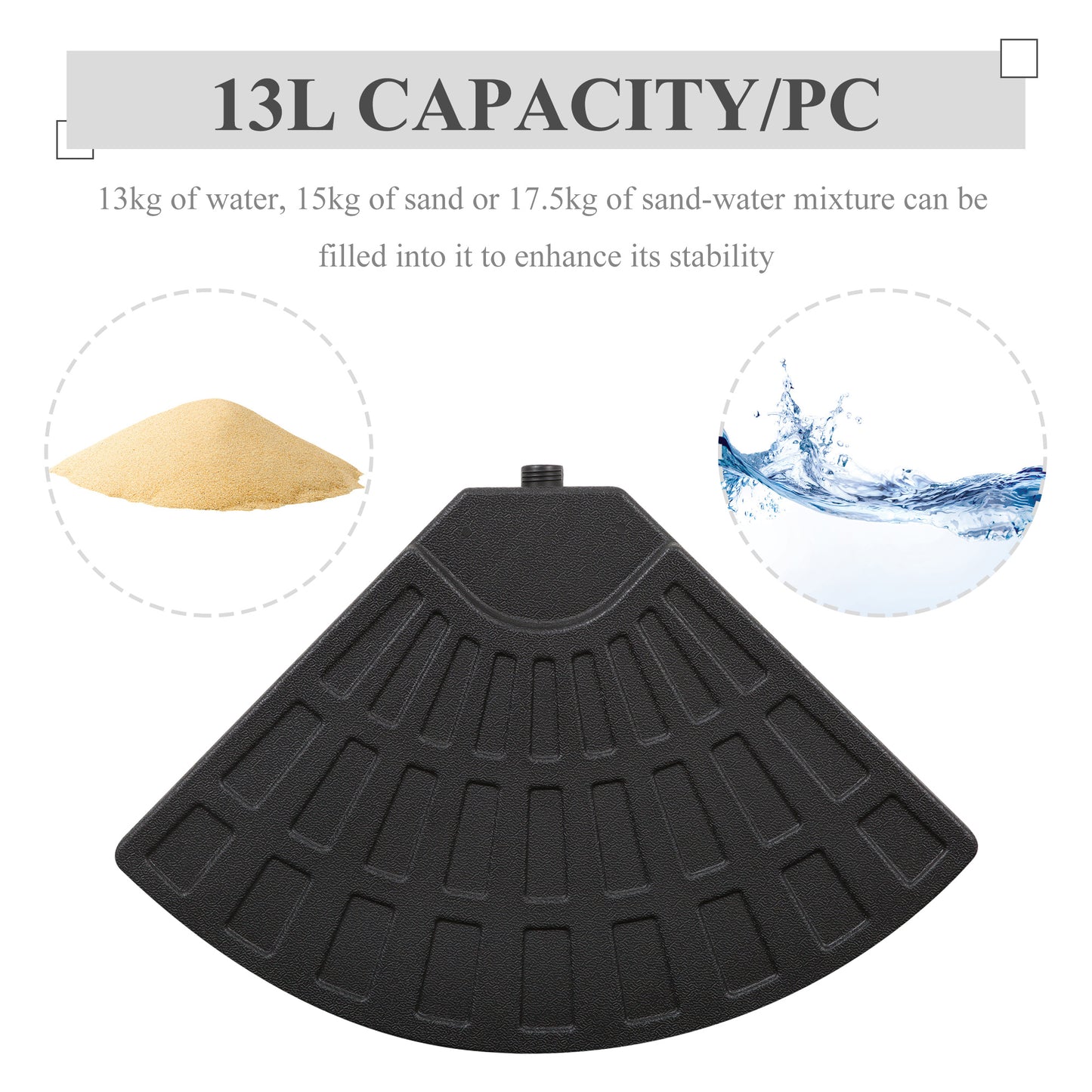 Outsunny 4 Piece Portable Round Parasol Base Umbrella Cross Stand Weights Holder Sand or Water Filled Outdoor Garden Patio